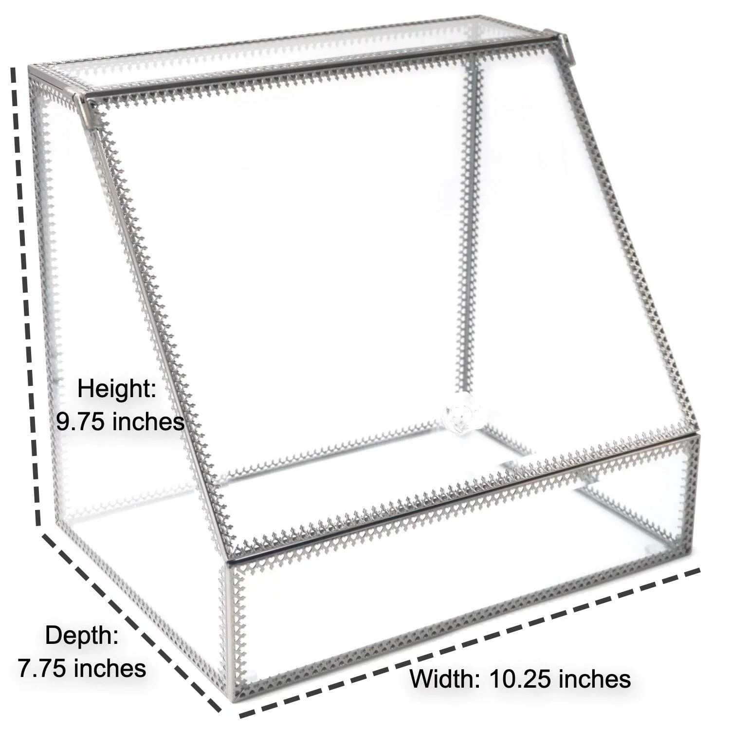 JC MAN Makeup Organizer Glass Large 4 Tier Brass Metal Cosmetic Storage Cube for Makeup, Brushes, Perfumes, Skincare (Trapezoid)