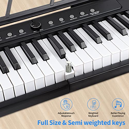 88 Key Digital Piano, Semi Weighted Electronic Keyboard Piano with Music Stand, Power Supply,Bluetooth, MIDI, for Beginner Professional at Home, Stage