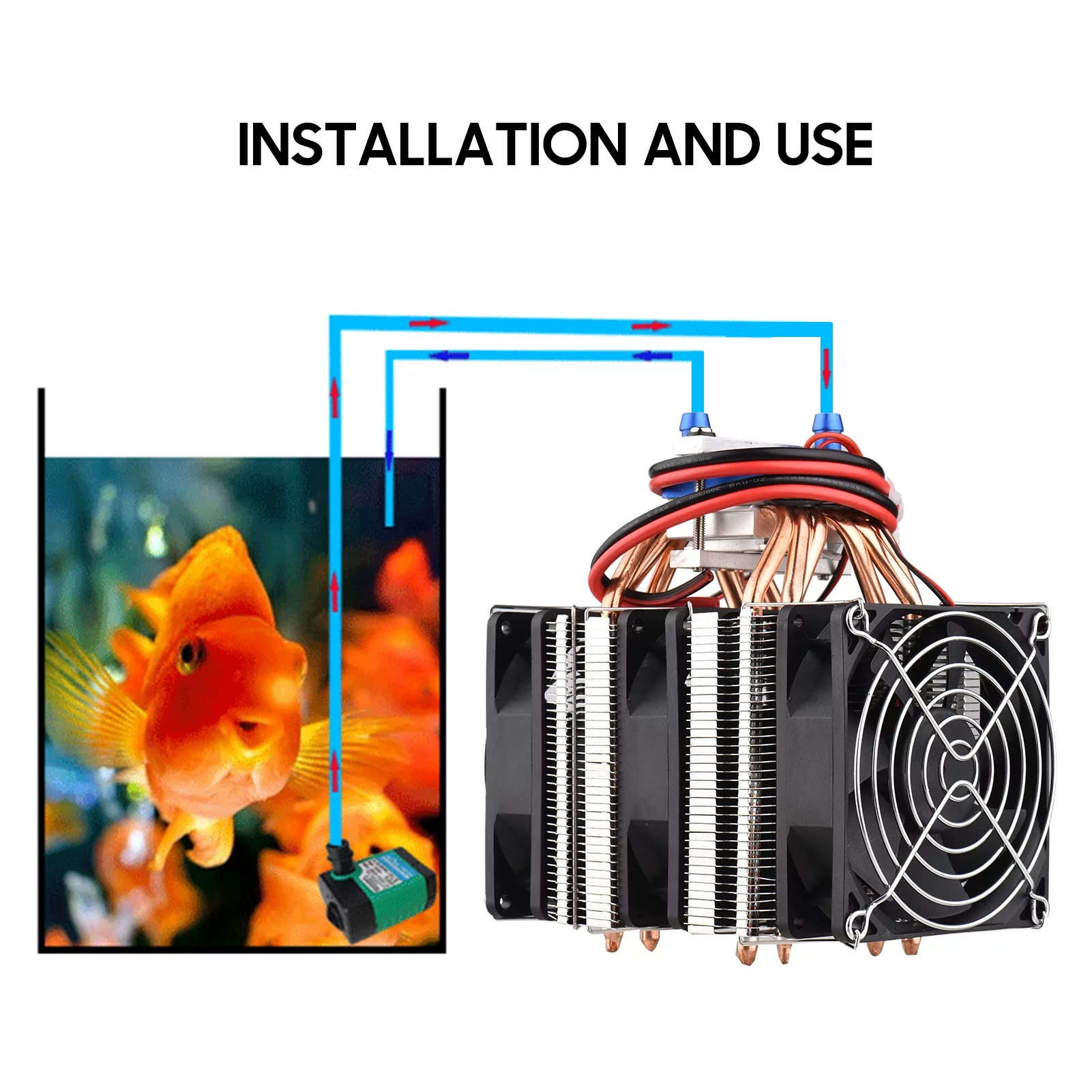 Nebublu 180W High Power Semiconductor Refrigeration, Fish Tank Chiller, 12V Cooling,water Machine, 6pcs Copper Pipe, for 40L Aquarium