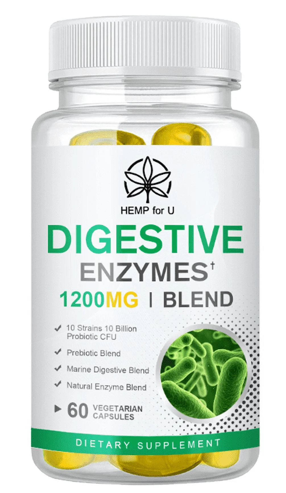 Probiotic Digestive Multi Enzymes 1200 mg Probiotics for Digestive Health Support - 60 Capsules