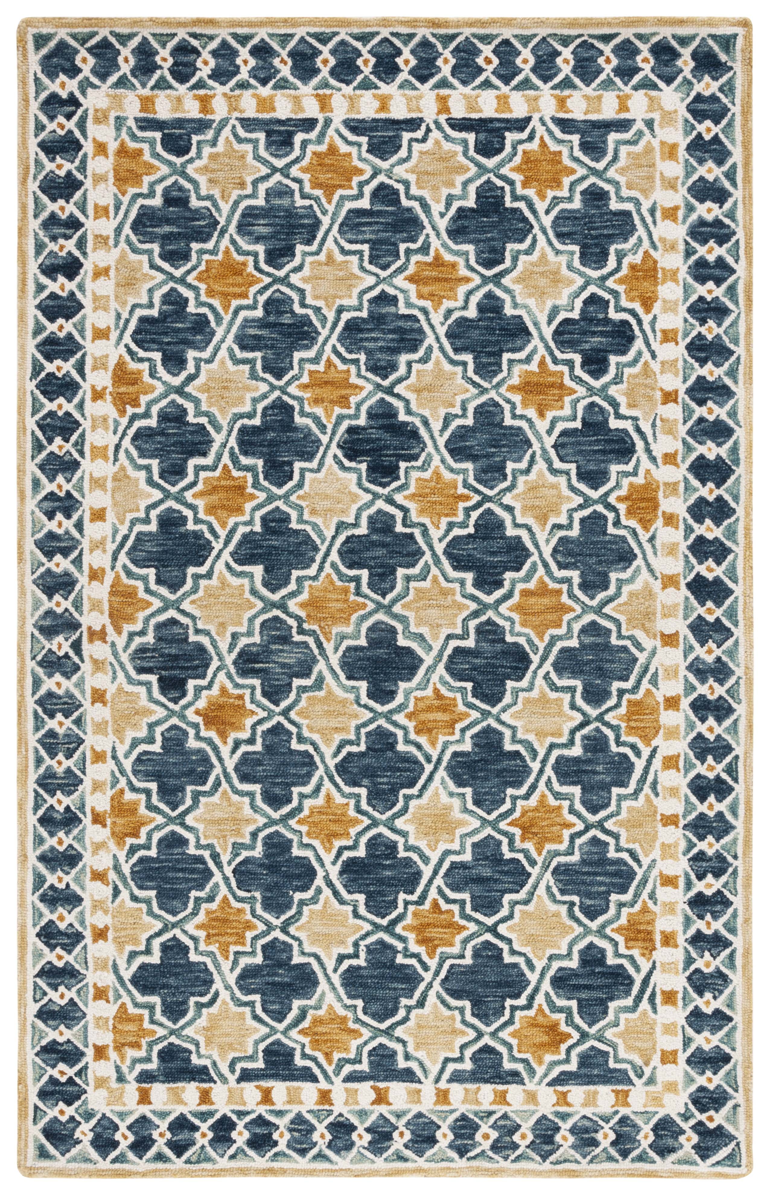 SAFAVIEH Aspen Joshua Geometric Area Rug, Navy/Yellow, 3' x 5'