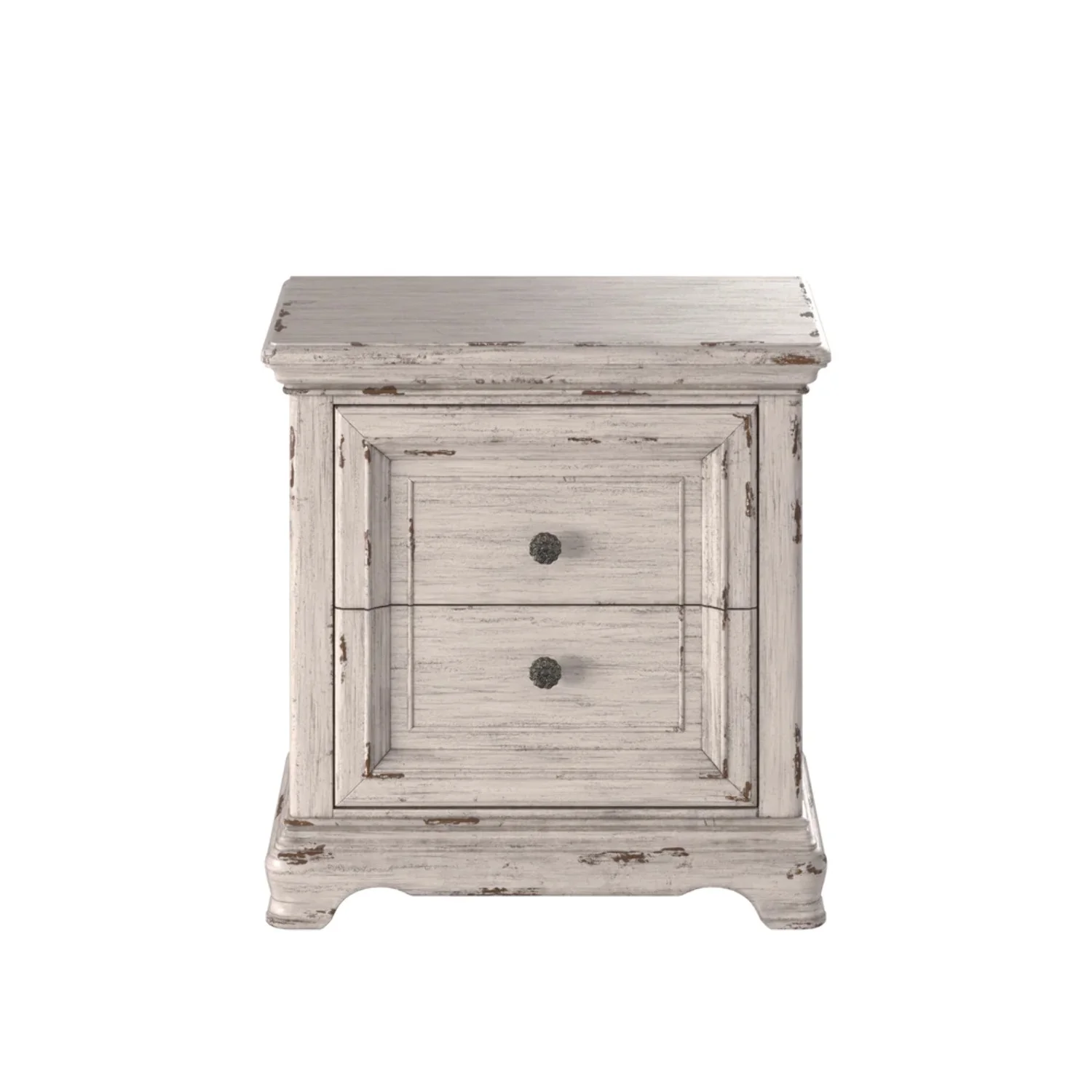 American Woodcrafters Providence Antique White Wood Two Drawer Nightstand