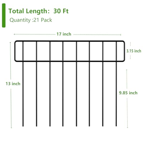 20Ft x 13Inch Animal Barrier, 14 Pack Decorative Garden Fence Panels, Rustproof Metal, No Dig Fence with Ground Stakes for Dog, Rabbit Defense and Outdoor Patio