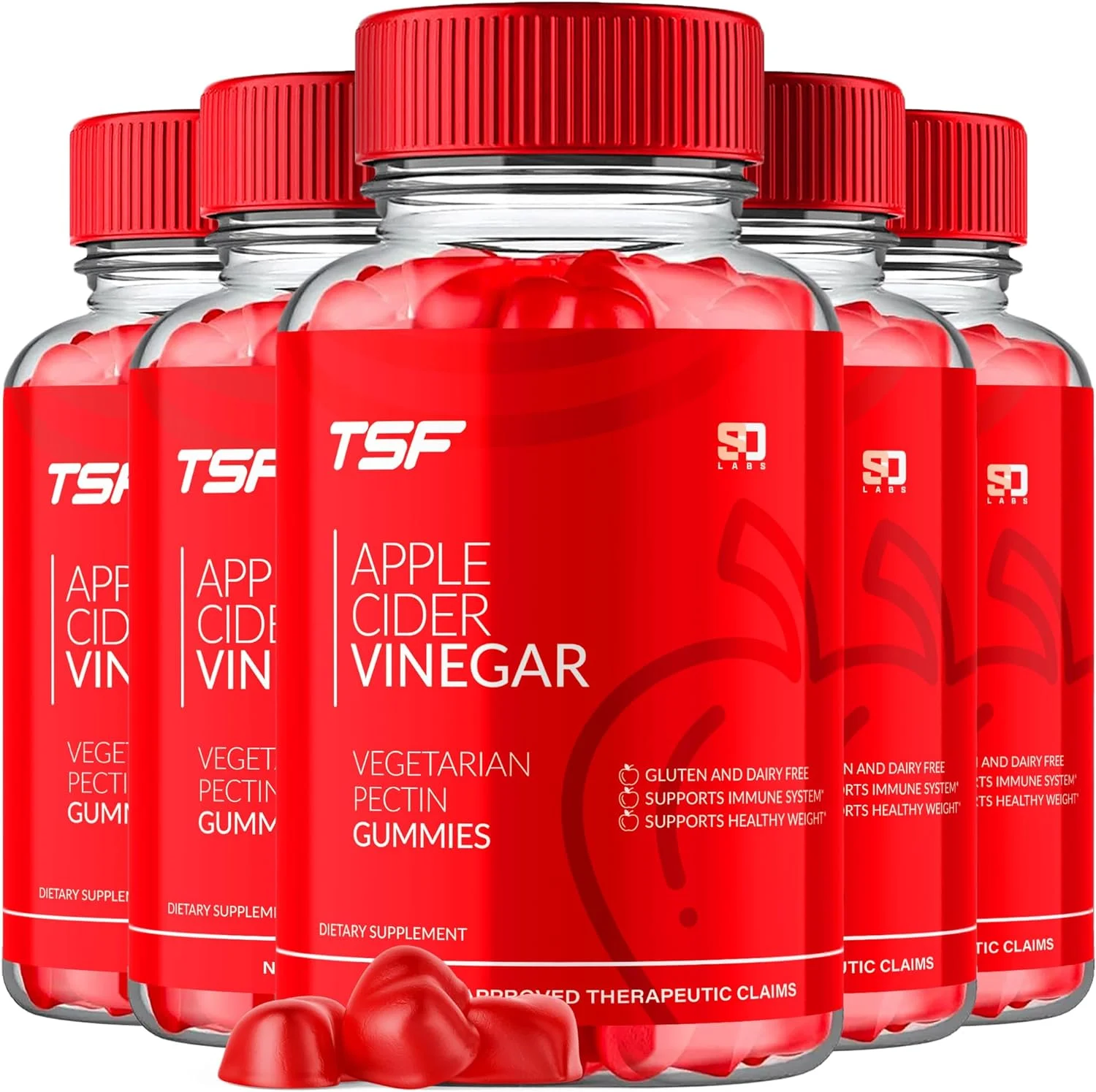 (5 Pack) TSF Keto Gummies - Apple Cider Vinegar Supplement for Energy & Focus - Dietary Supplement Gummies with Apple Cider Vinegar Folate Vitamin B12 B6 Beet Root (300 Gummies)