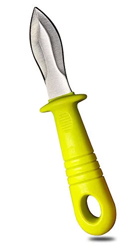 DragonFruitee Oyster Shucking Knife, Commercial Grade Shellfish tool With Ergonomic Grip And Anti-Slip Handle, Good For Kithen And Outdoor Use, Lemon Yellow/Silver (1 Count)