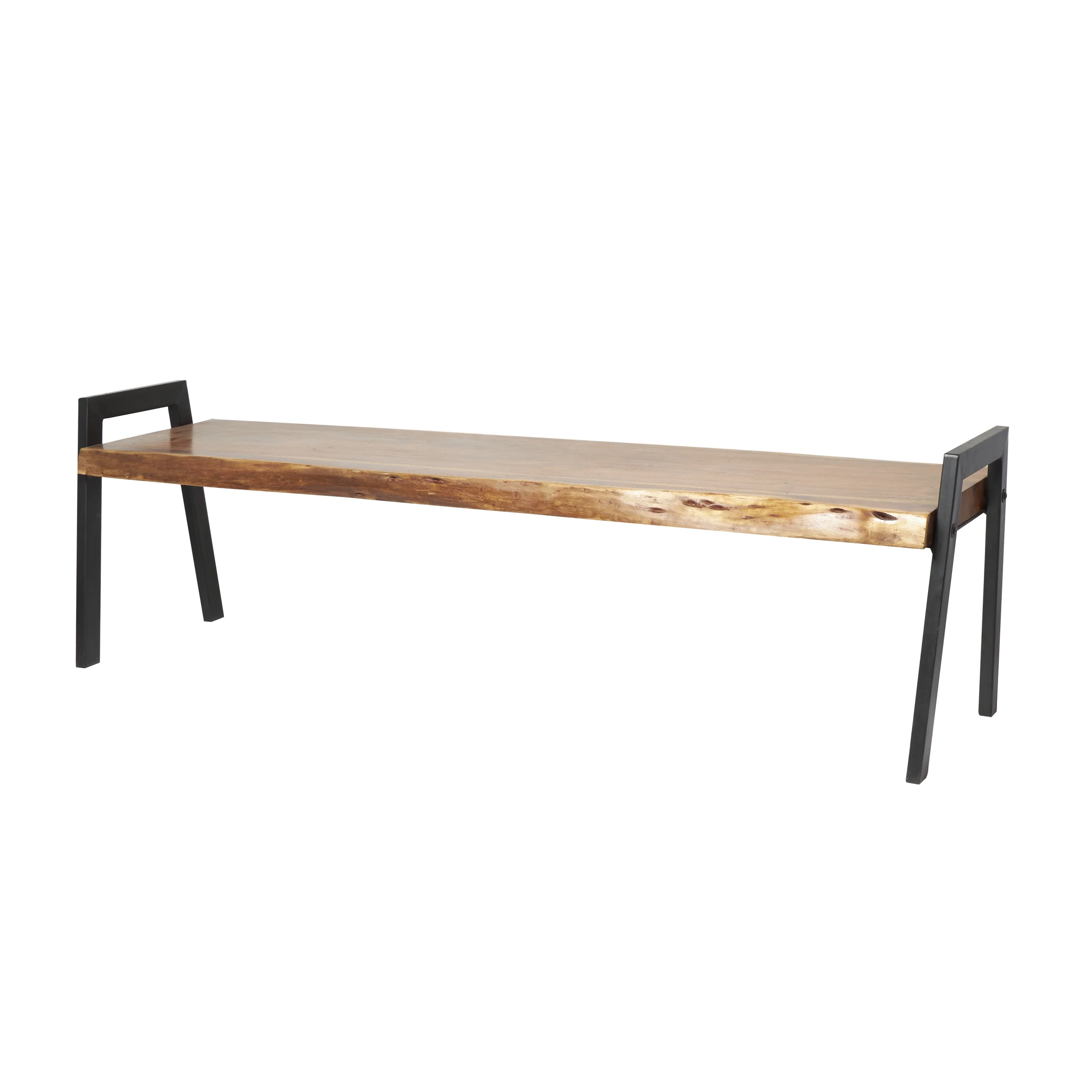 DecMode Wood Live Edge Top Bench, Brown