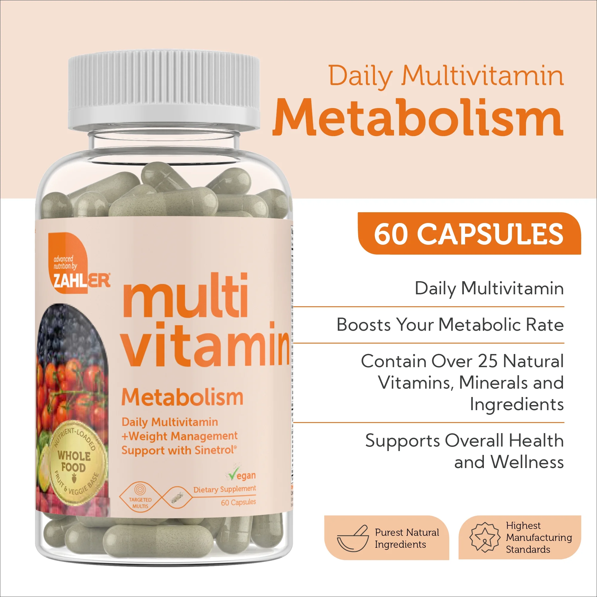 Zahler Multivitamin Metabolism, Weight Management Support, 60 Capsules
