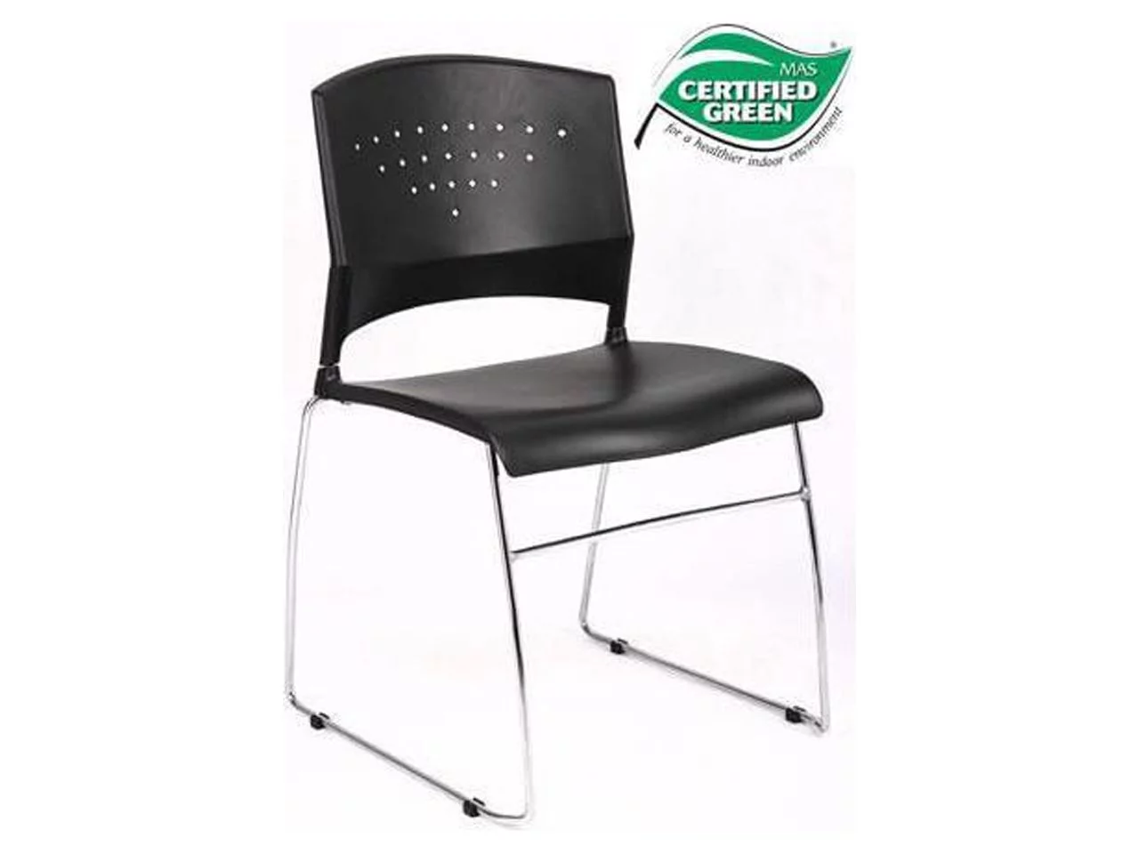 Boss Black Stack Chair With Chrome Frame 5 Pcs Pack