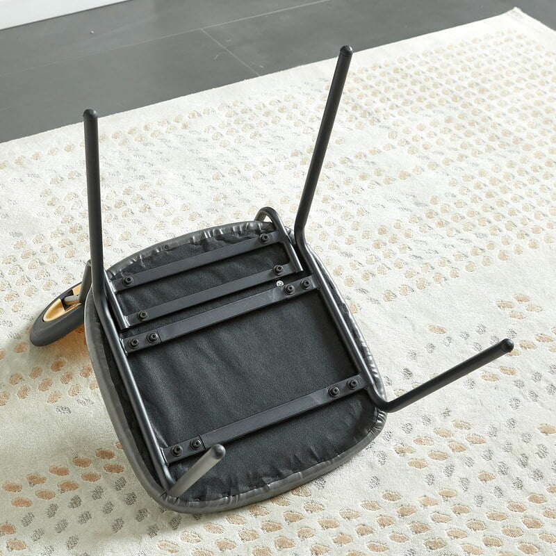 Mid Century Boho Rattan Dining Chairs Set Of 2, Stylish Upholstered Accent Chairs with PU Leather Cushion, Armless Side Chairs Brown