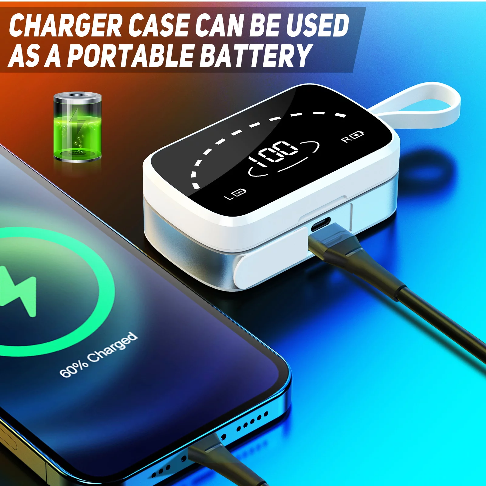 K2 Wireless Earbuds Bluetooth Sport Headphones Premium Fidelity Sound Quality Charging Case Digital LED Intelligence Display Earphones Built-in Mic Headset for vivo V17 Neo