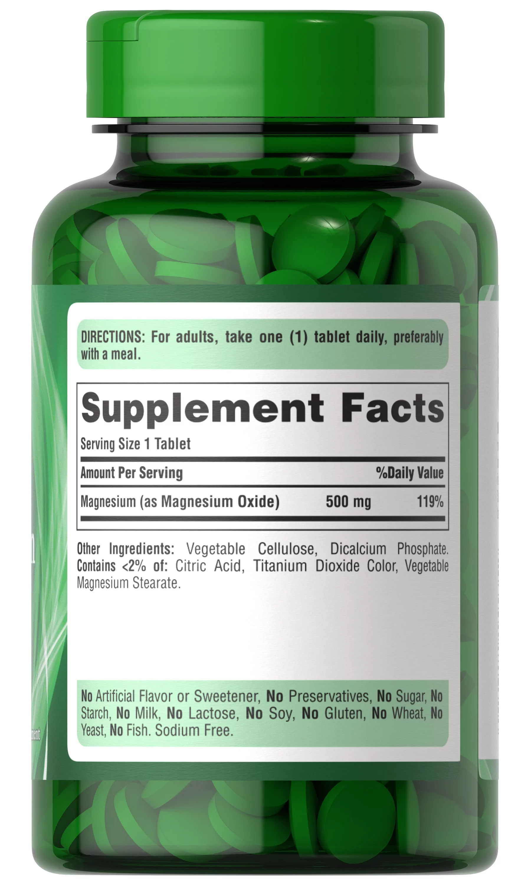 Puritan's Pride Magnesium Tablets, 500mg, 100 Ct