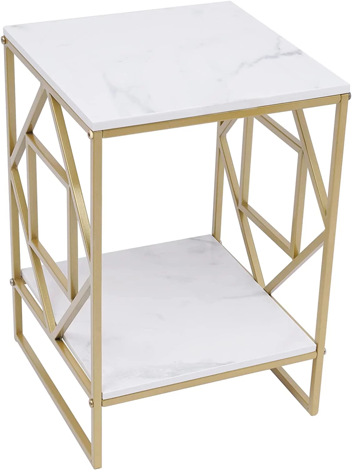 MONIPA 2-Tier Modern Nightstands Versatile Metal Frame Side End Table Storage Shelf for Living Room Bedroom Corner Balcony