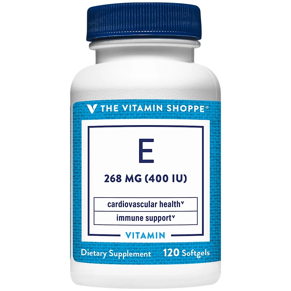 The Vitamin Shoppe Vitamin E 400IU - Natural Source, Supports Healthy Cardiovascular System, Immune Health & Eye Health - Once Daily (120 Softgels)