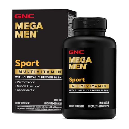 Mega Men Sport Multivitamin Caplets, Athletic Performance Nutrition, Muscle Function, Clinically Proven to Feel Better, Antioxidants, B Vitamins, Energy Production, Timed Release, 180 ct