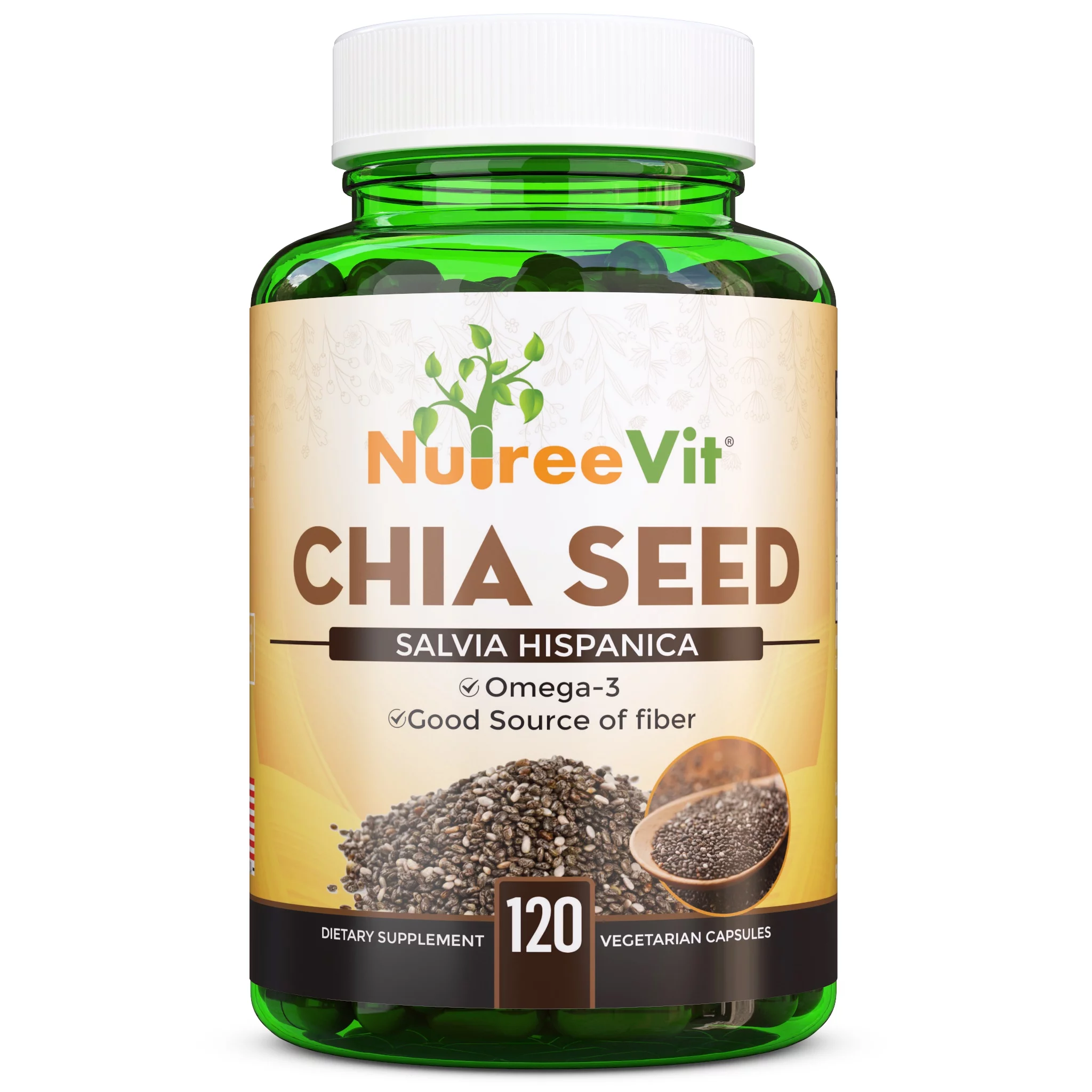 Orgainc Chia Seeds - 320 Vegetable Capsules - Omega-3 - Good Fiber Source