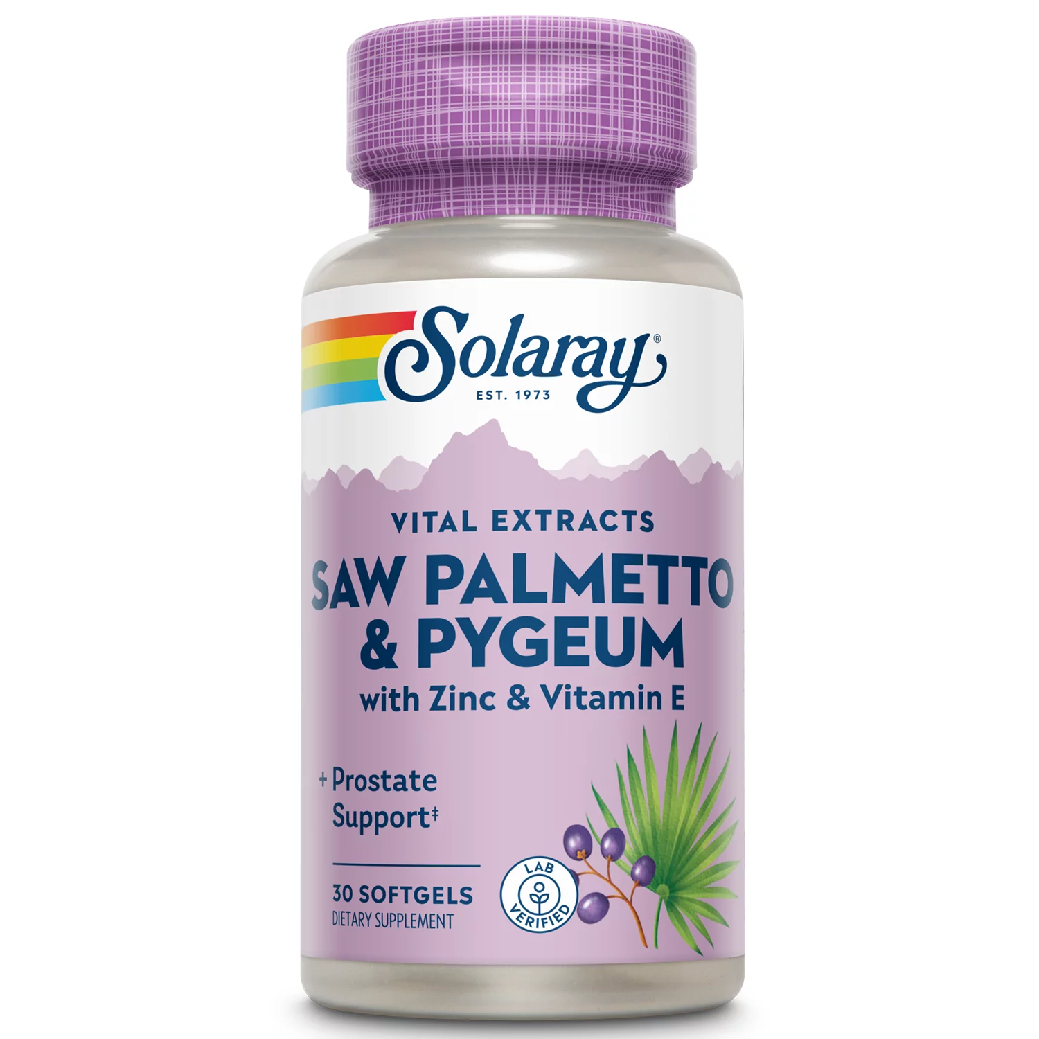 Solaray Saw Palmetto & Pygeum | Once Daily Prostate & Urinary Health Formula w/ Zinc & Vitamin E | 30 Softgels