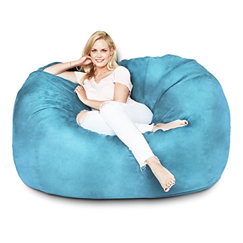 Lumaland Luxurious Giant 7ft Bean Bag Chair with Microsuede Cover - Ultra Soft, Foam Filling, Washable XXL Sofa for Kids, Teenagers, Adults Sack Dorm, Family Room Dark Grey