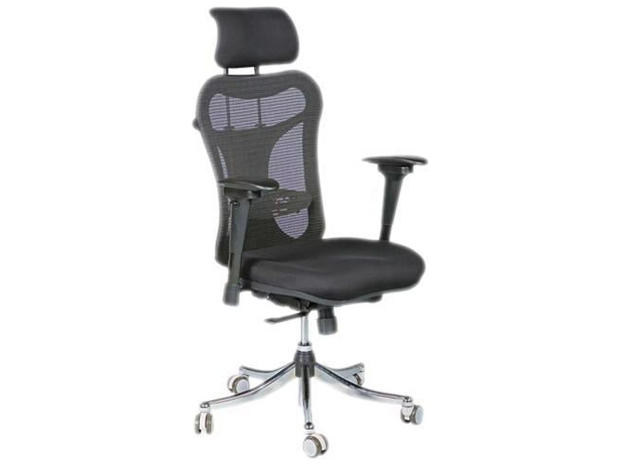 BALT Ergo Ex Executive Office Chair, Mesh Back/Upholstered Seat, Black/Chrome
