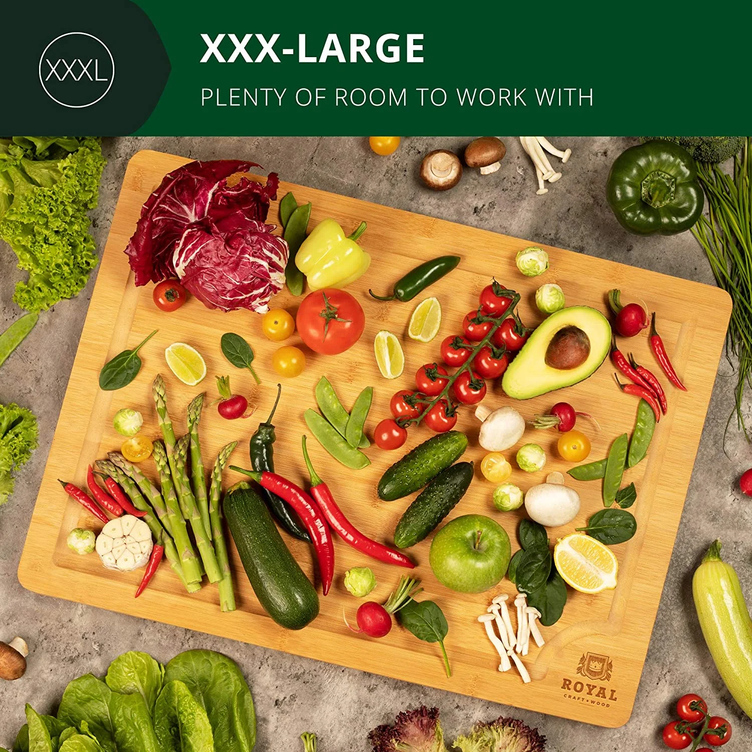 XXXL Bamboo Cutting Board for Kitchen 24
