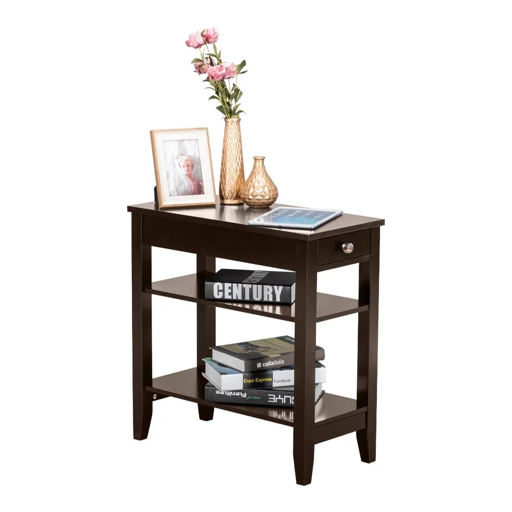 Ktaxon Chair Side End Table with 2 Layers and Shelf Narrow Nightstand for Living Room,Coffee