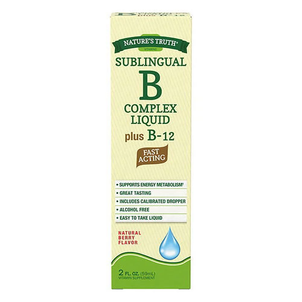 Natures Truth Sublingual B Complex Liquid Plus B 12 Fast Acting Natural Berry Flavor, 2 Oz, 3 Pack