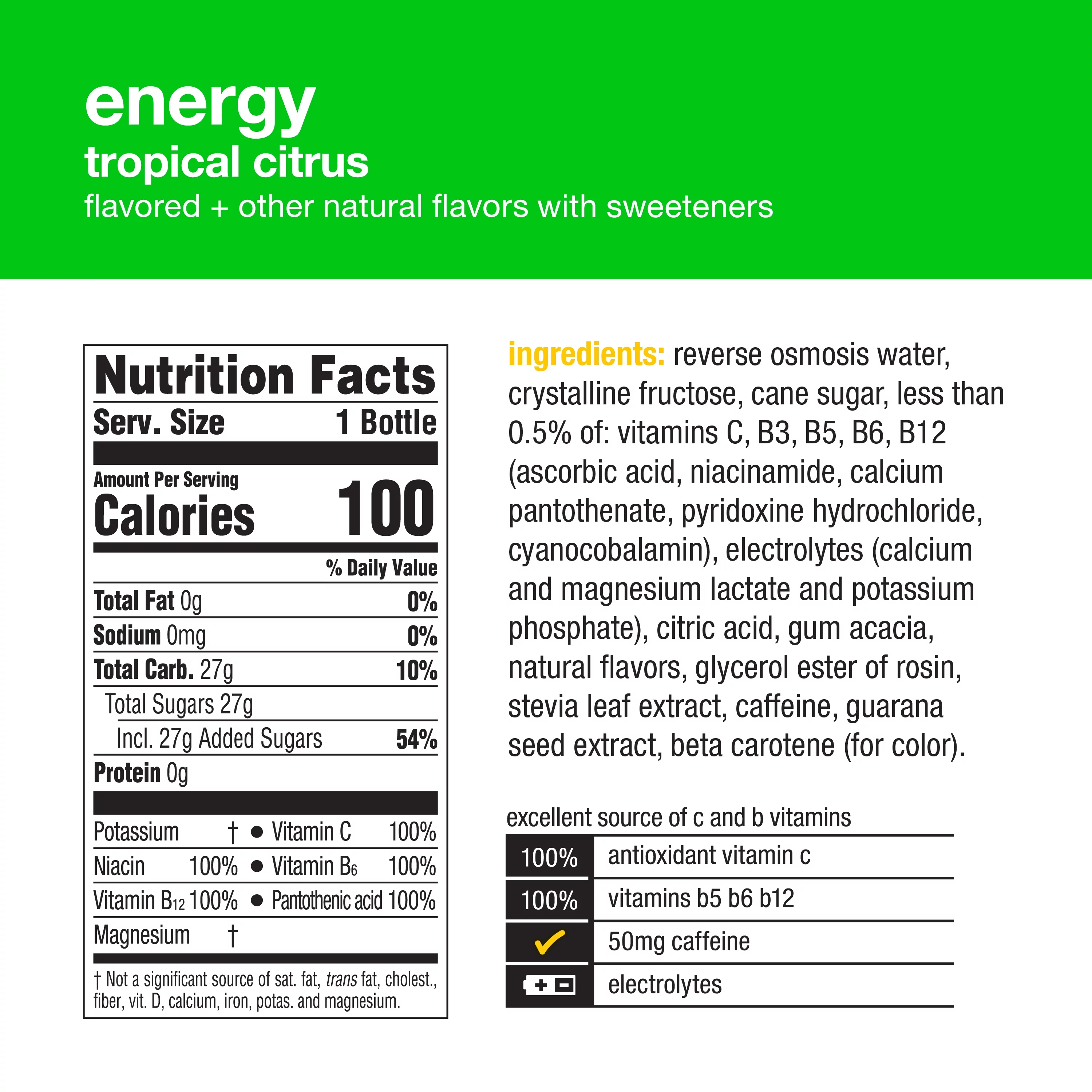 Glaceau Tropical Citrus Vitaminwater, 20 Fl Oz, 12 Count Bottles