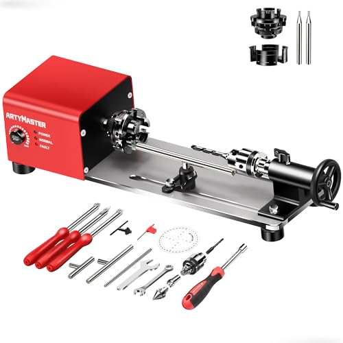 Mini Lathe, WM101A-Plus Mini Wood Lathe Machine, 24VDC 96W Power Lathe, Small Benchtop Lathe with Wood Turning Lathe Tools Kits, Infinitely Variable Speed, Professional for DIY Woodworking