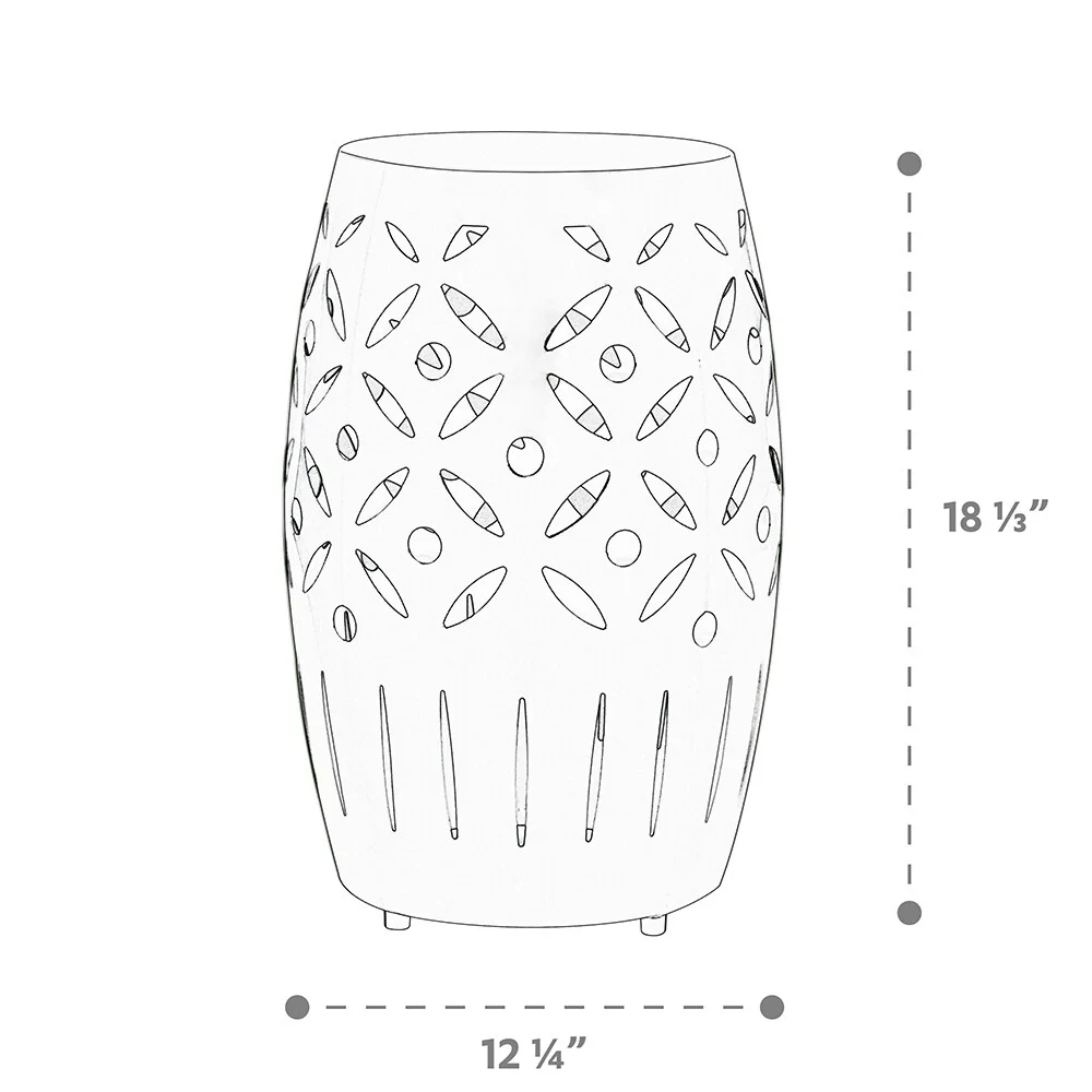 Maypex  18Inch H Geometric Cut Iron Drum End Table Drum Navy Weather Resistant