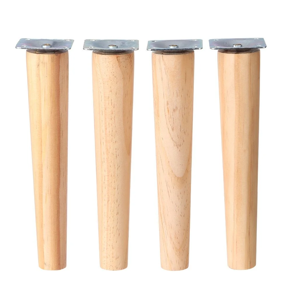 4Pcs Stool Sofa Chair Table Nightstand Storage Box Leg Tapered Feet Wooden Furniture Legs Furniture Accessories 20CM STRAIGHT FOOT