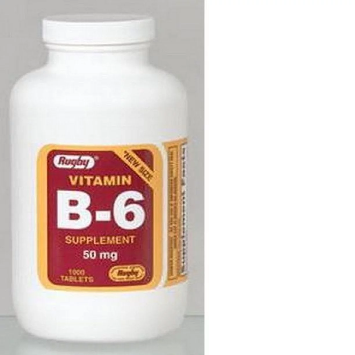 Rugby Vitamin B-6 Supplement 50 MG Energy Support 1000 Tablets