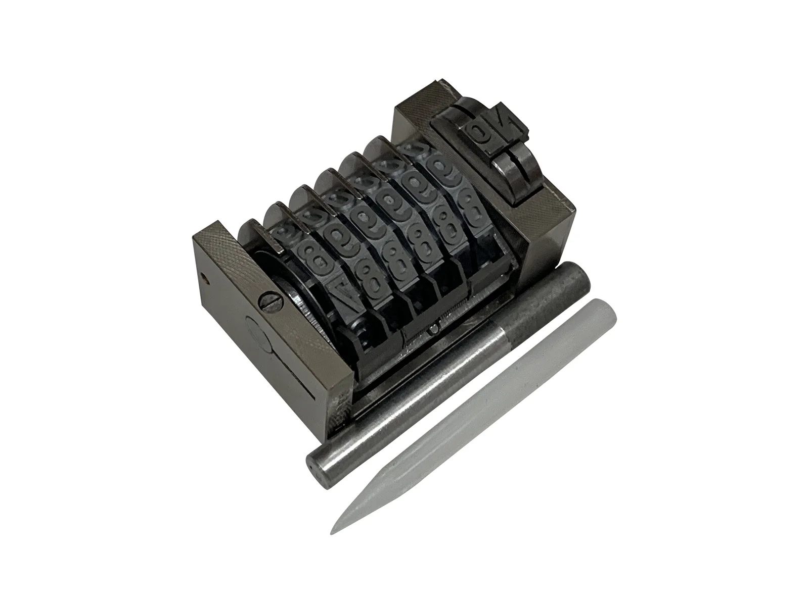 Numbering Machine Leibinger Model 122, 6 Wheel, 5.6 mm Backward Gothic Engraving  22800-00079 Typo