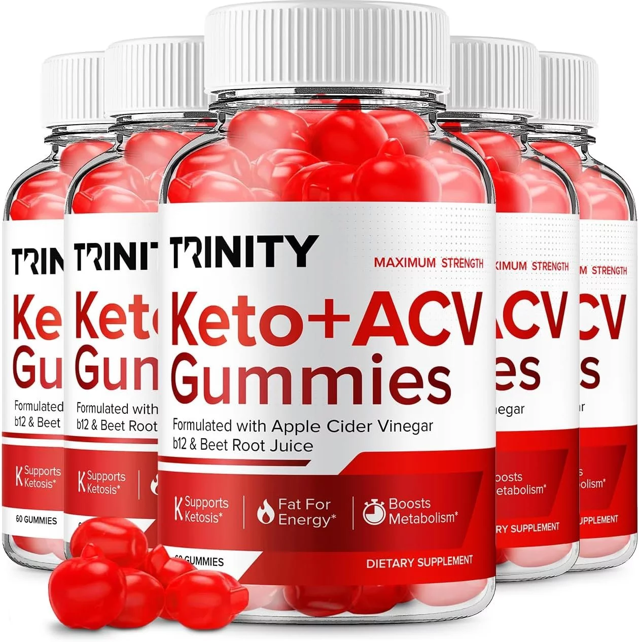 5 Pack Trinity Keto ACV Gummies Trinity ACV Keto Advanced Formula Plus Apple Cider Vinegar Keto Gummies Dietary Supplement B12 Beet Root Juice Men Women 300 Gummies 300 Gummies