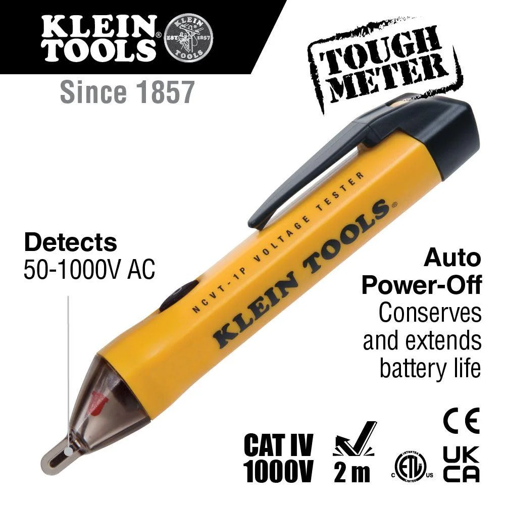 Klein Tools NCVT1P 1.5V Non-Contact 50 - 1000V AC Cordless Voltage Tester Pen