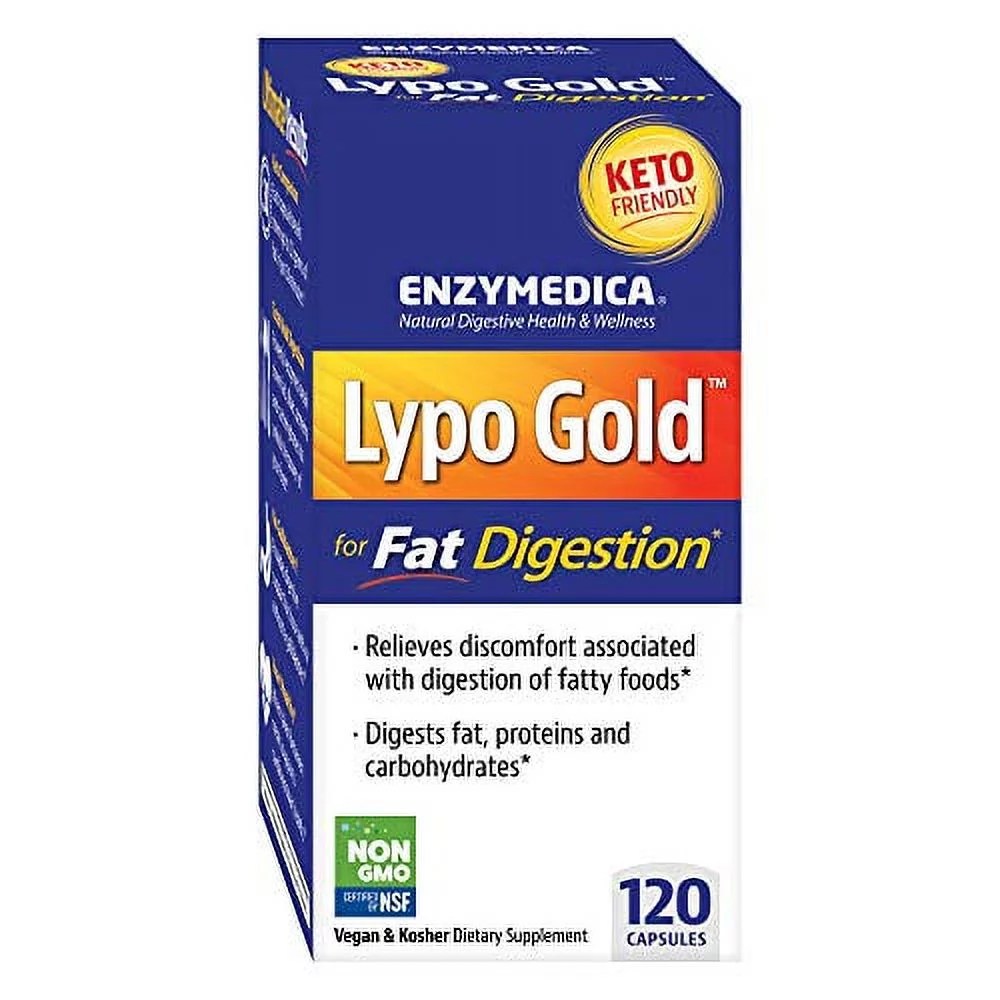 Enzymedica, Lypo Gold, Keto Supplement to Support Fat Digestion, Vegan, Gluten Free, Non-GMO, 120 Capsules (120 Servings)