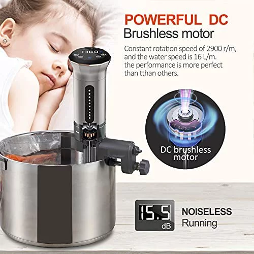 KitchenBoss Sous Vide Cooker Machine: 1100 Watt IPX7 Waterproof Water Thermal Immersion Circulator Accurate Temperature Control Digital Display