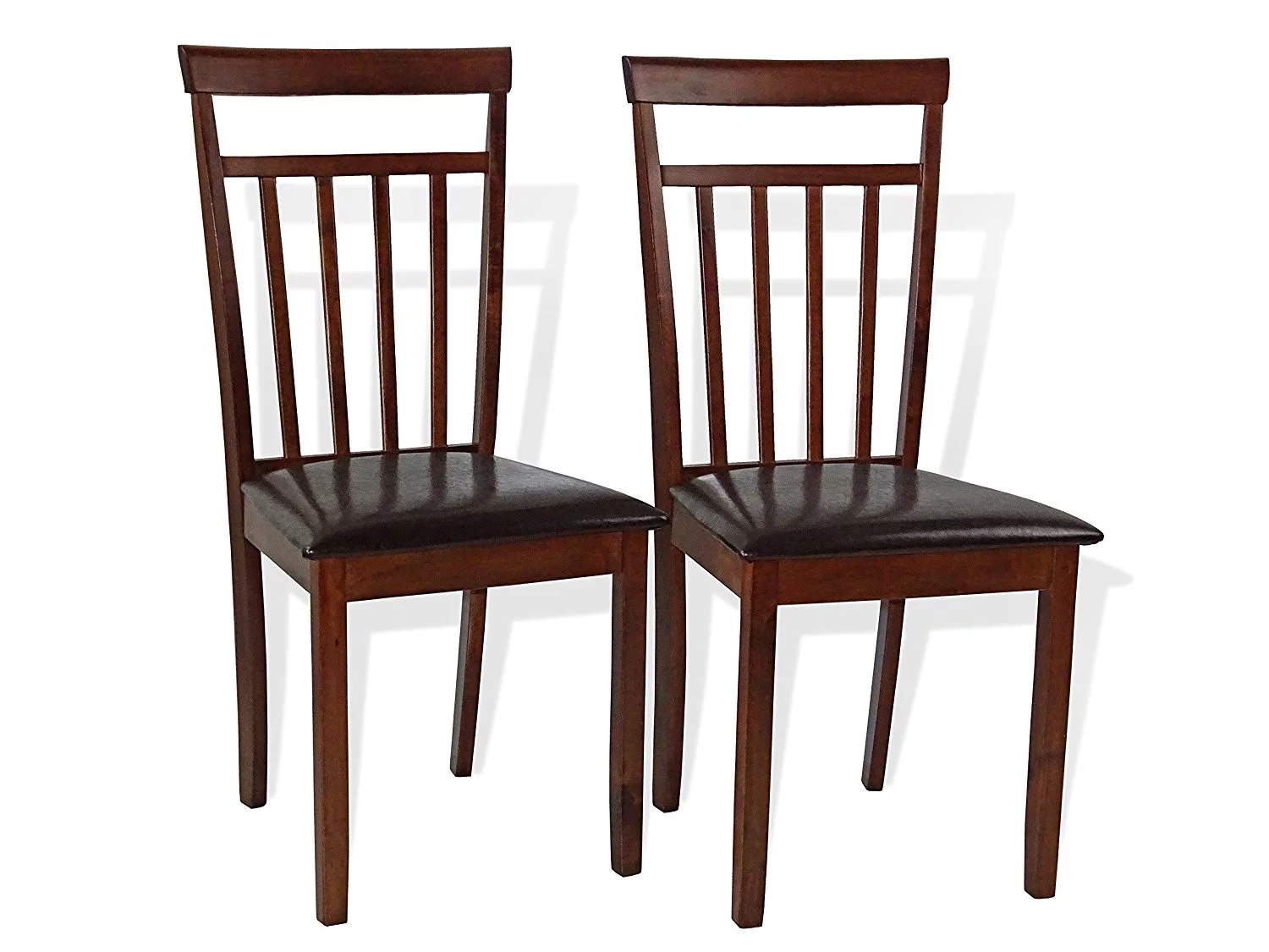 SK New Interiors Set of 4 Warm Solid Wood Dining Kitchen Side Chairs w/Padded Seat,  Medium Brown