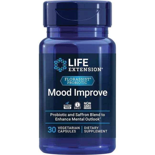 Life Extension FLORASSIST® Mood Improve - Probiotic & Saffron Blend Enhances Mood & Mental Outlook - Gluten-Free, Non-GMO - 30 Vegetarian Capsules