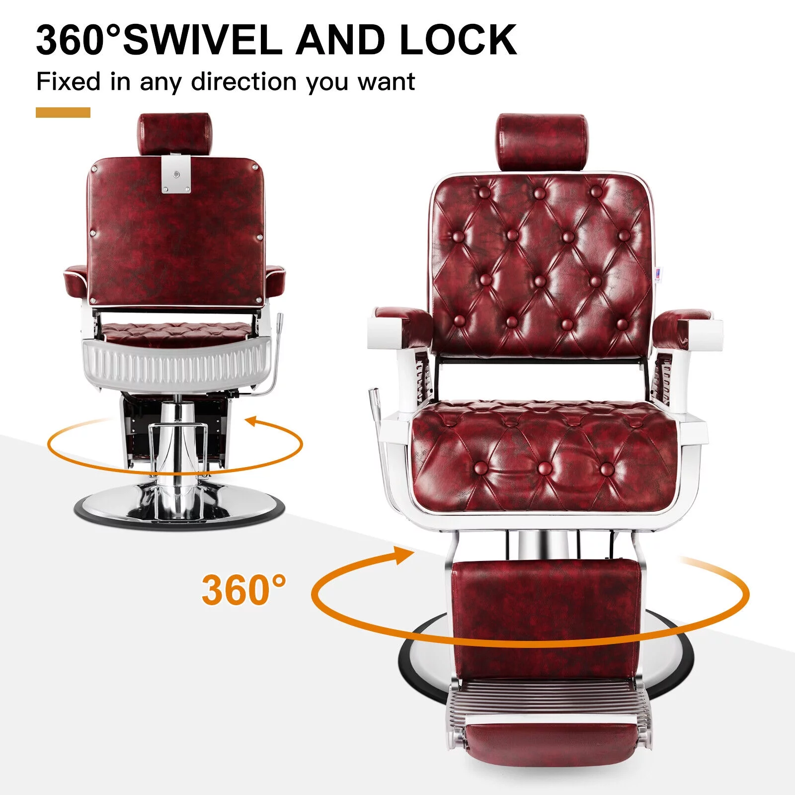 Artist Hand Heavy Duty Salon Recliner Barber Chair Hair Stylist Tattoo Beauty Spa (Red)