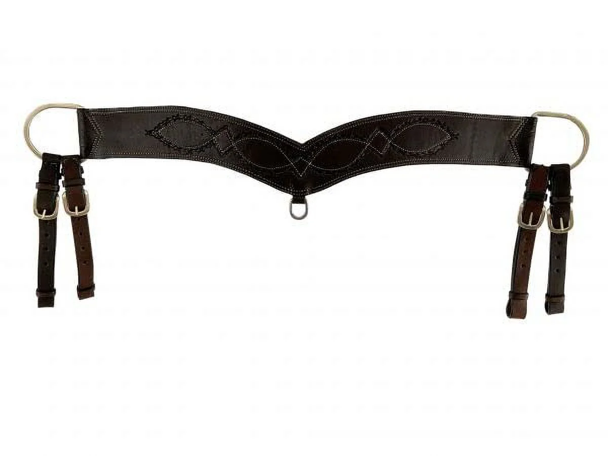 Showman Dark Argentina Cow Leather Barbwire Tooled Tripping Collar