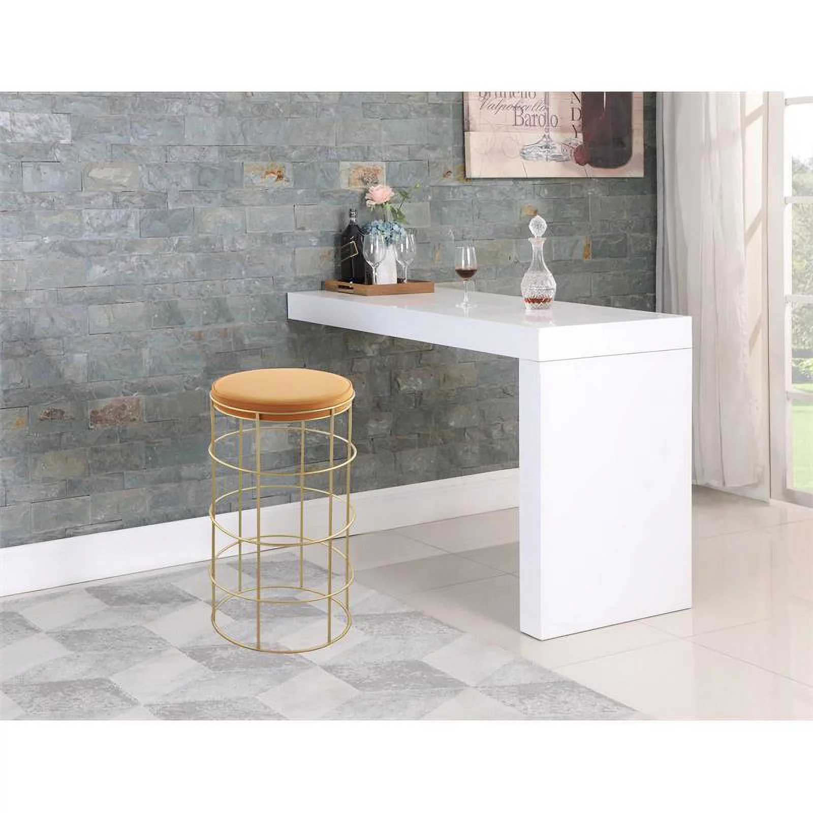 Meridian Furniture Rebar Mango Velvet Bar Stool