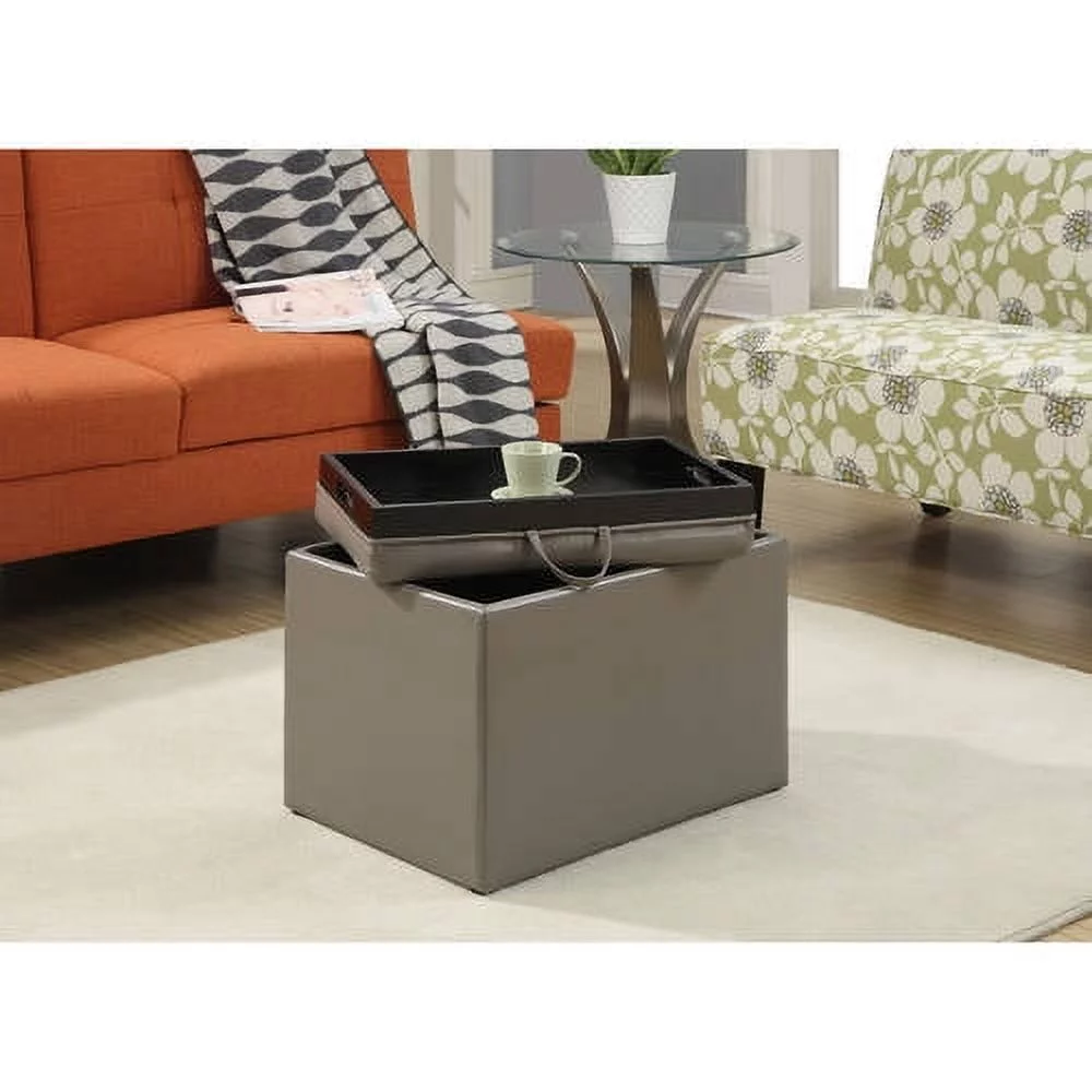 Convenience Concepts Designs4Comfort Accent Storage Ottoman, Taupe Gray Faux Leather