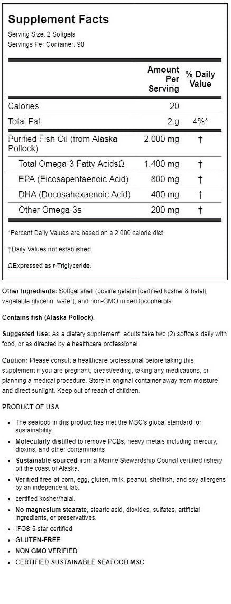 NutriGold Omega Fatty Acid Supplements, 1400 mg Gels, 180 Count