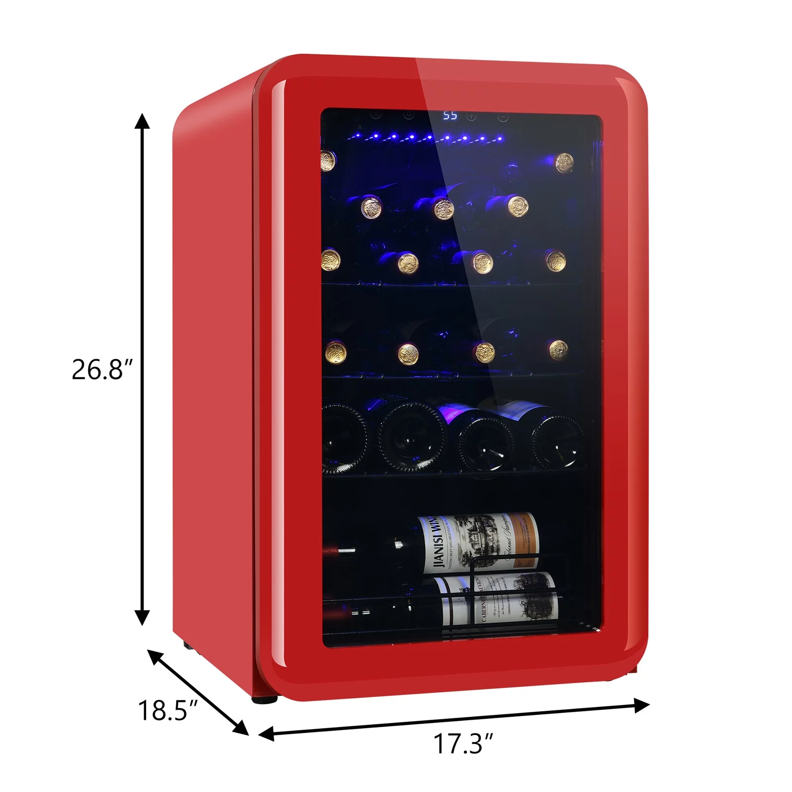 OVERDRIVE Wine Cooler Countertop Freestanding Wine Cellars Compressor System Champagne Chiller Digital Temperature Control UV-Protective Finish Max Load 24 Standard Bottle