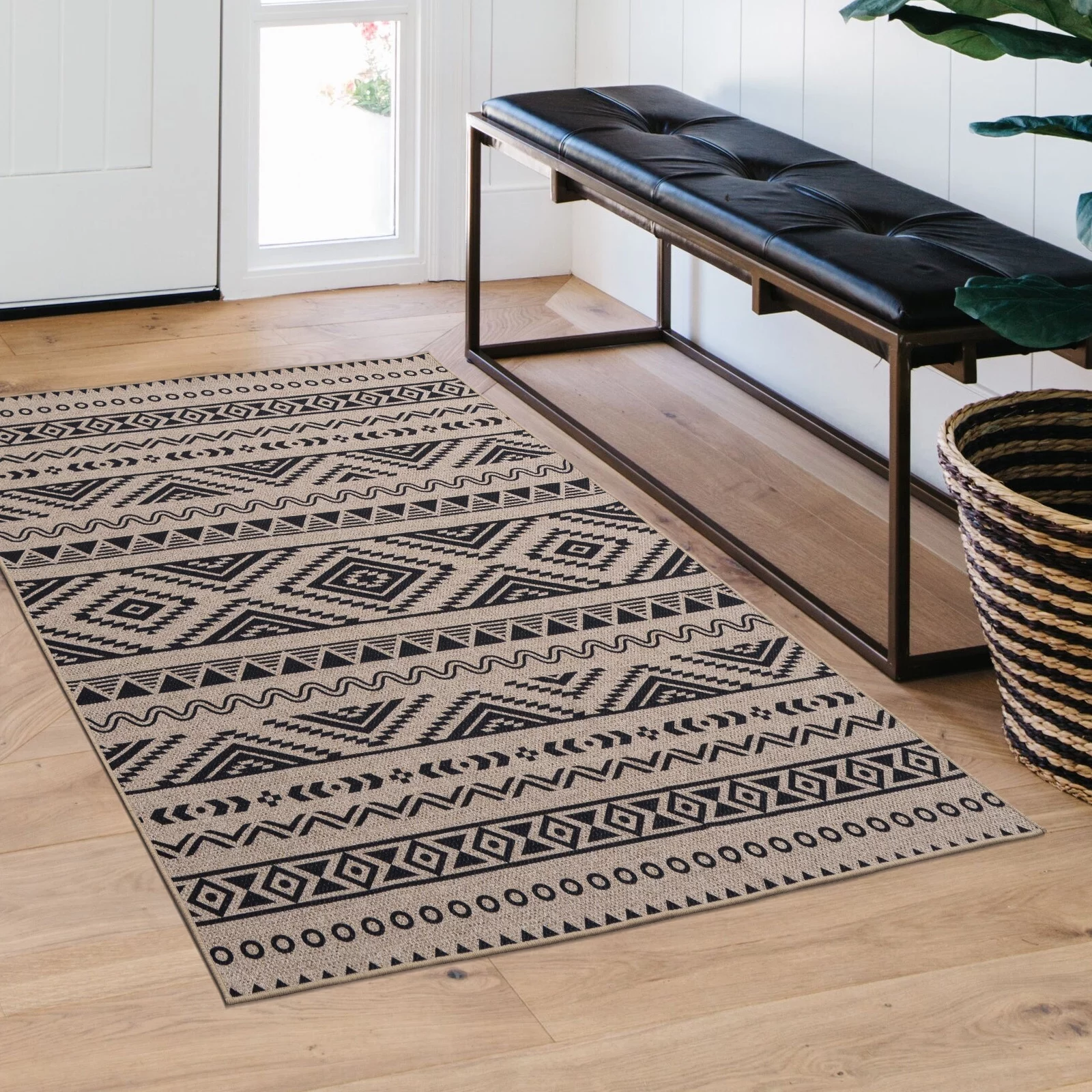 6x9 Washable Area Rugs for Bedroom Non-Slip Large Throw Rugs Soft Geometric Dinning Room Rug Tribal Distressed Carpet for Living Room Entryway Kitchen Office