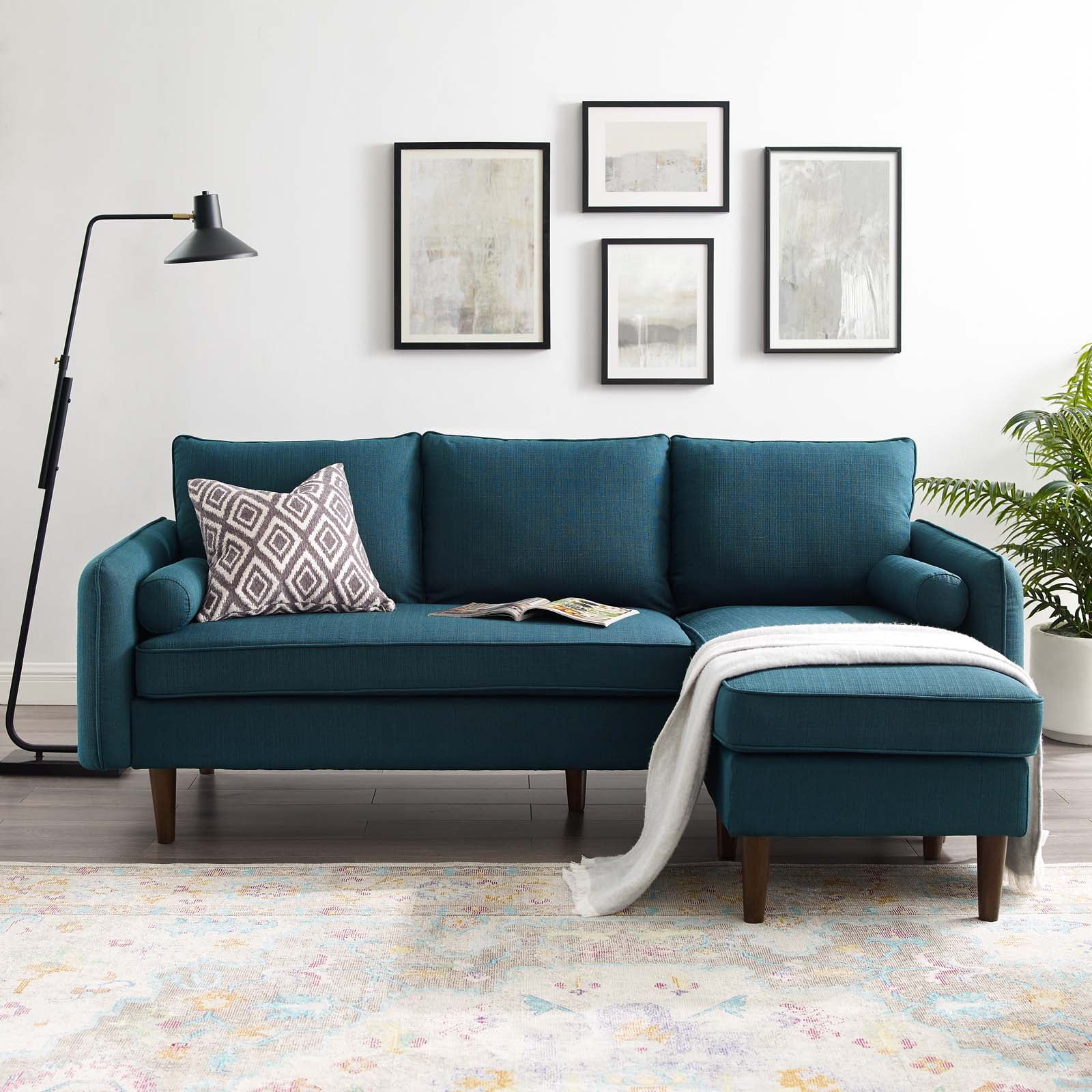 Sectional Sofa Set, Fabric, Navy Blue, Modern Contemporary Urban Design, Living Lounge Room Hotel Lobby Hospitality