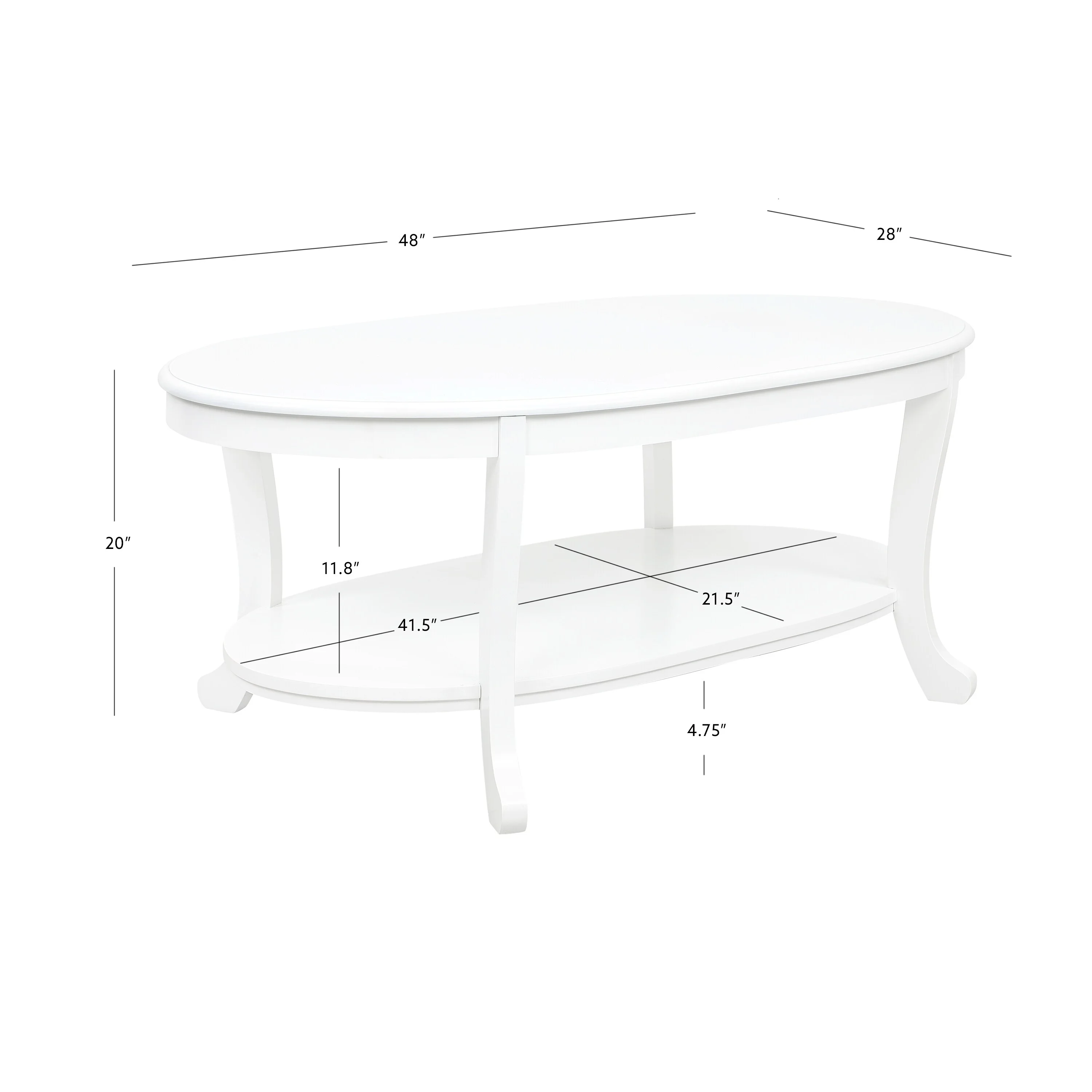 Linon Modena Rusitc White Wood Coffee Table