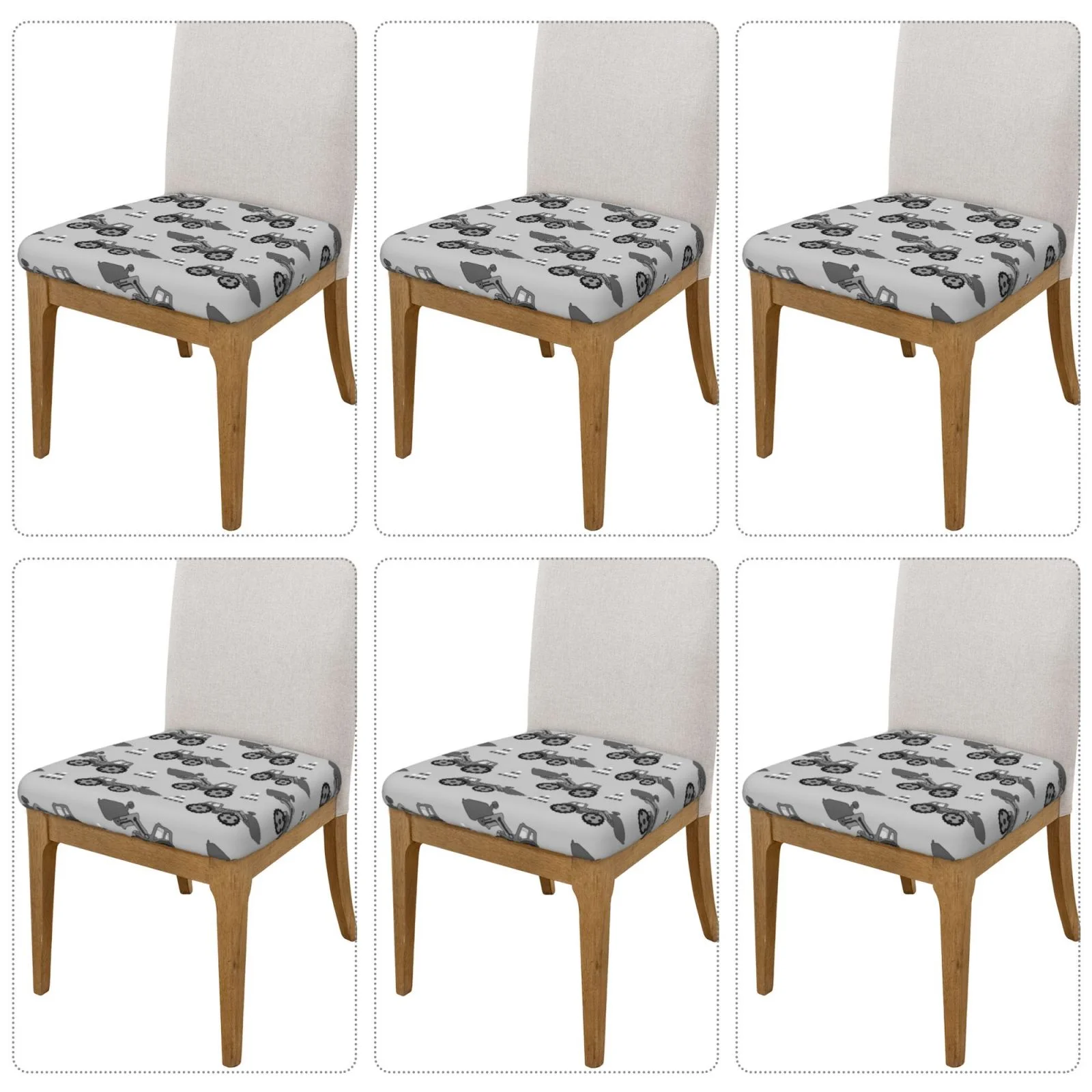 Bingfone Gray Tractor Restaurant Chair Seat Covers,Removable Washable Chair Covers Protects