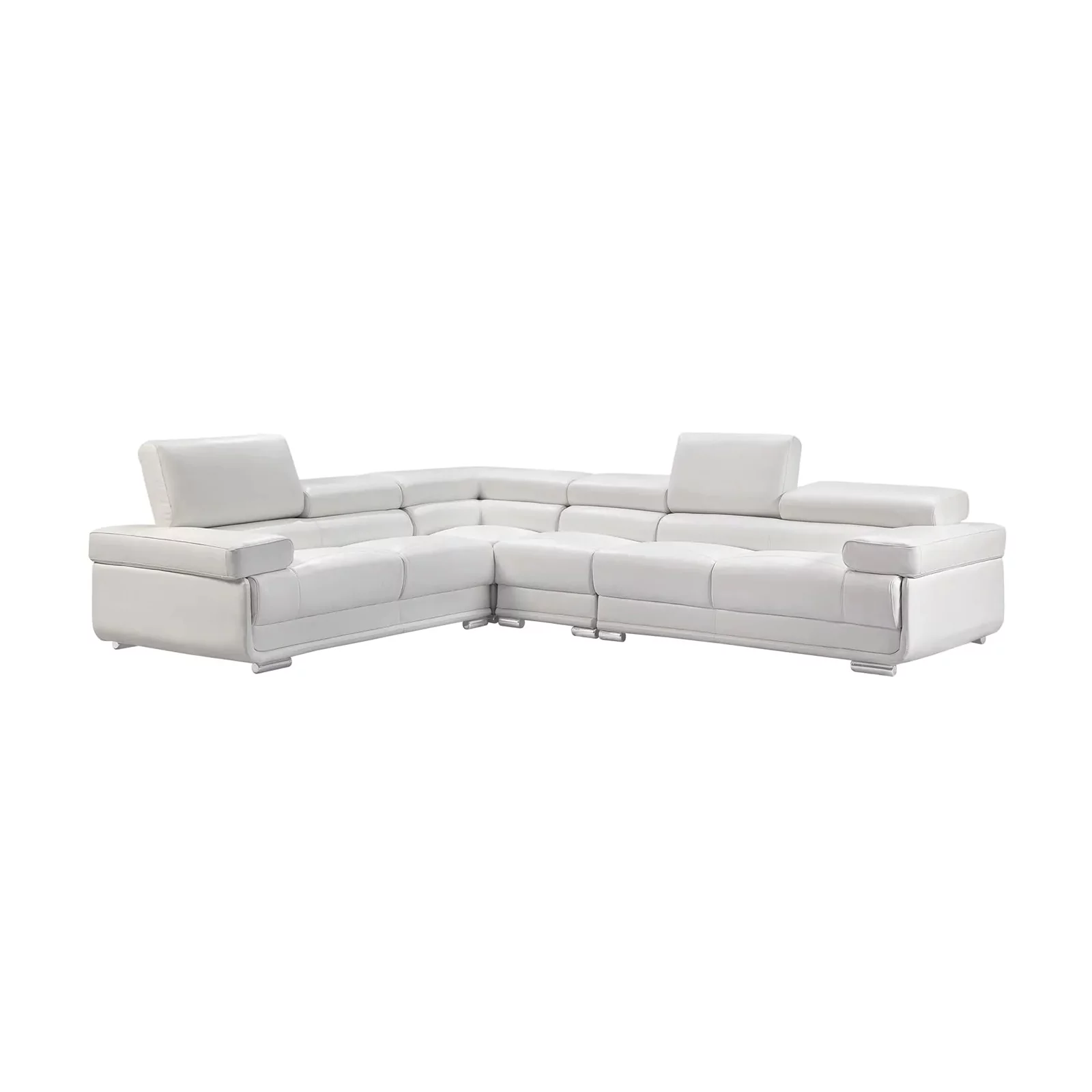 2119 Leather Sectional Sofa in White, Right Facing Chaise