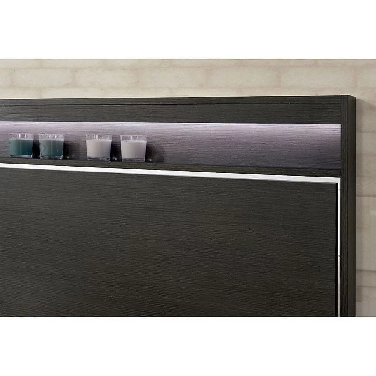 1pc Eastern King Size Storage Platform Bed Wooden Bedroom Furniture Gray Finish