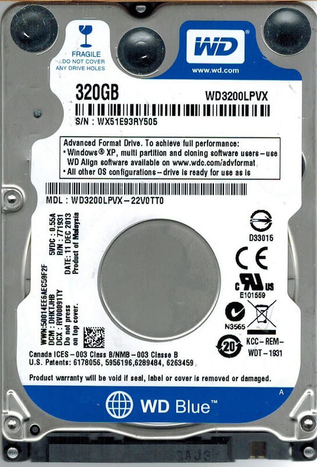 Western Digital WD3200LPVX-22V0TT0 320GB DCM: DHKTJHB